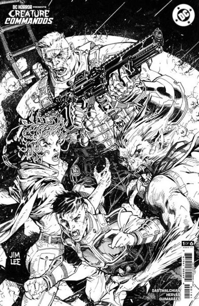DC Horror Presents Creature Commandos #1 (Of 6) Cover D 1 in 25 Jim Lee Black & White Card Stock Variant (Mature)