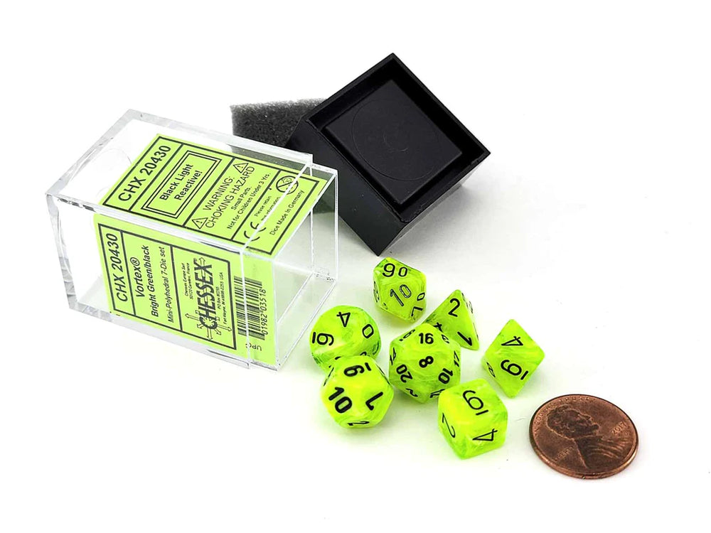 CHX 20430 (Vortex Bright Green/Black Mini-Polyhedral 7-Die Set)