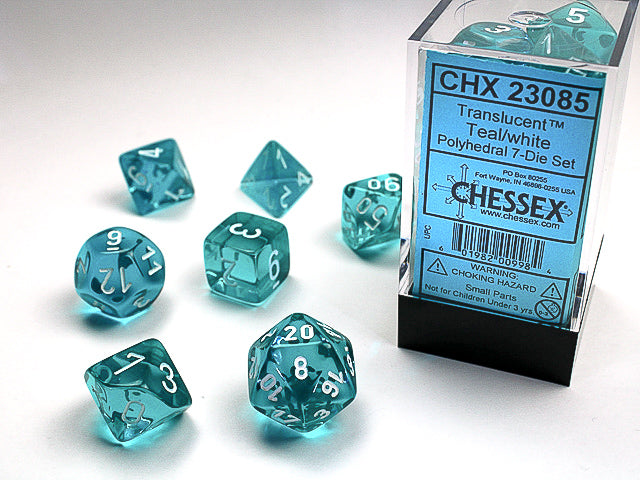 CHX 23085 (Teal/white polyhedral 7-die set)