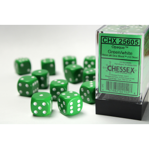 CHX 25805 (Green/white Opaque 16mm d6 Dice Block)
