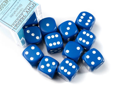 CHX 25606 (12 Blue/white Opaque 16mm d6 Dice Block)