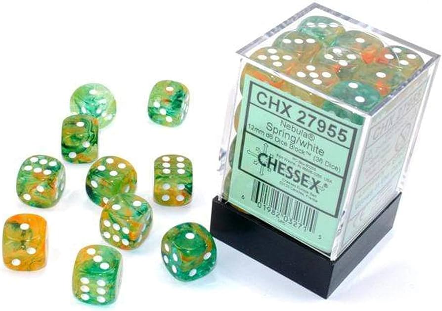 CHX 27955 (Spring/white) 12mm d6 Dice Block (36dice)