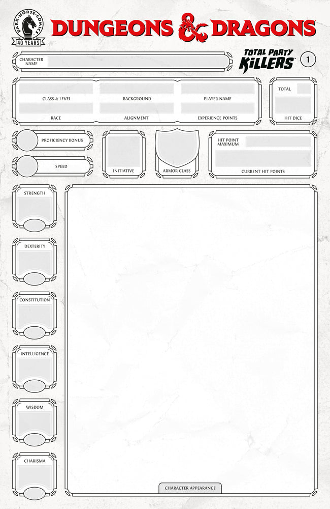 Dungeons & Dragons: Total Party Killers #1 (Cover E) (Blank Cover Character Sheet)