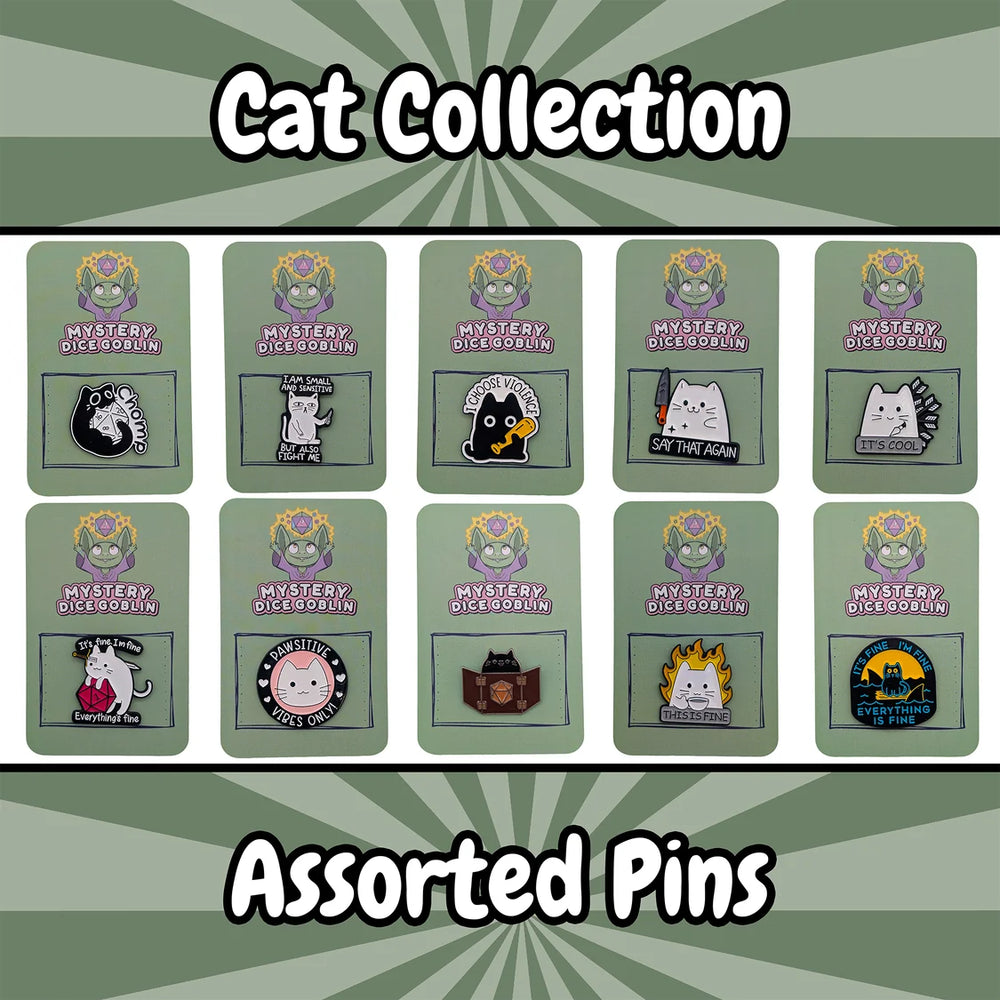 Dice Goblin Enamel Pins - Assorted Cat Pins