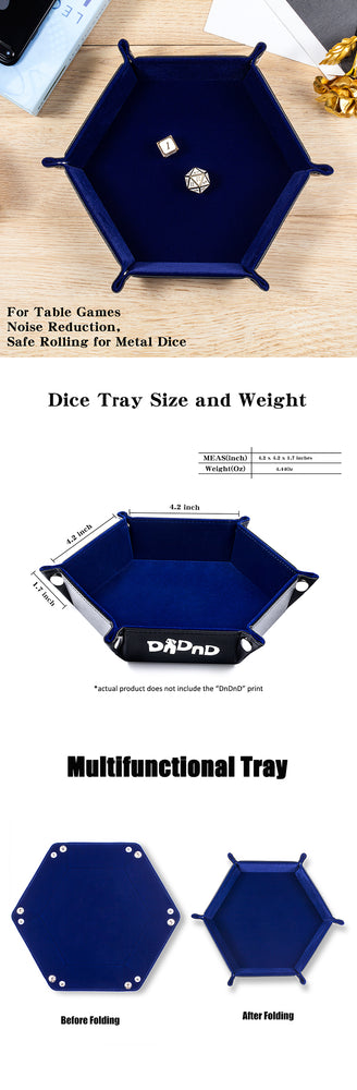 Hexagon Folding Dice Tray (Blue)