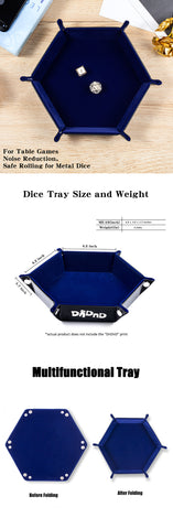 Hexagon Folding Dice Tray (Blue)