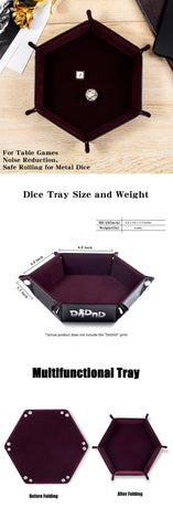 Hexagon Folding Dice Tray (Maroon)