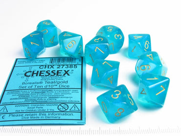 CHX 27385 - Borelalis Teal/Gold d10 Set