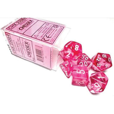 CHX 23084 (Translucent Pink/White Polyhedral 7-Die Set)