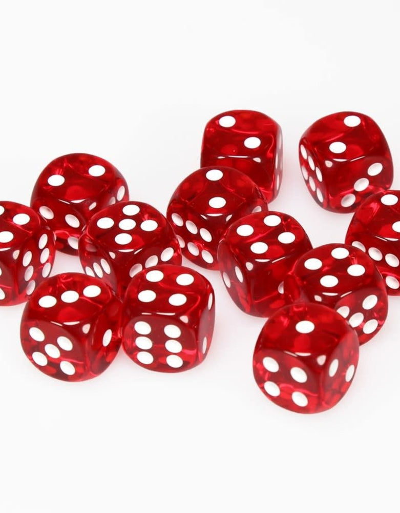 CHX 23604 (12 Translucent Red/white 16mm d6 Dice Block)