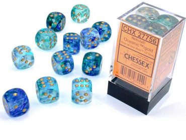 CHX 27956 (Oceanic/gold) 12mm d6 Dice Block (36dice)