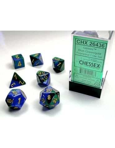 CHX 26436 (Blue-Green/gold polyhedral 7-die set)