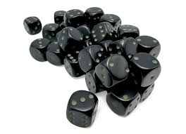 CHX 25858 Opaque Black/green 12mm d6 Dice Block (36 Dice)