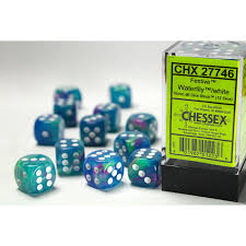 CHX 27746 (12 Waterlily/white 16mm d6 Dice Block)