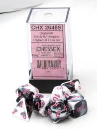 CHX 26469 (Gemini Black-White/Pink Mini-Polyhedral 7-Die Set)