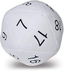 D20 Jumbo Plush Dice White & Black