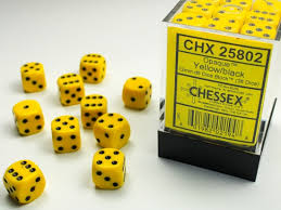 CHX 25802 (Yellow/Black Opaque 12mm d6 Dice Block 36ct)