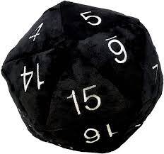 D20 Jumbo Plush Dice Black & White