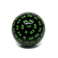 Black Opaque (Green Ink) D100 Die