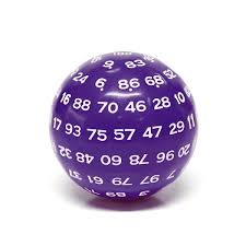 Purple Opaque (White Ink) D100 Die