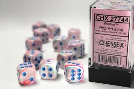 CHX 27744 (12 Pop Art/blue 16mm d6 Dice Block)