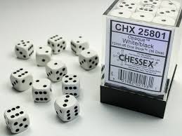CHX 25801 (White/Black Opaque 12mm d6 Dice Block 36ct)