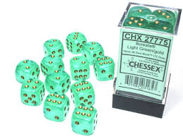 CHX 27775 (12 Light Green/gold 16mm d6 Dice Block)