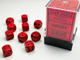 CHX 25814 (Red/Black Opaque 12mm d6 Dice Block 36ct)