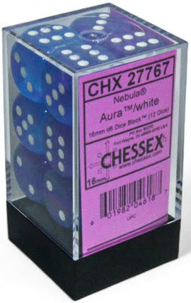 CHX 27767 Nebula Aura/White 16mm d6 Dice Block (12 Dice)