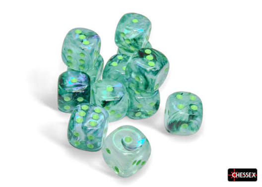 CHX 27795 Borealis Kelp/Light Green 16mm d6 Dice Block (12 Dice)