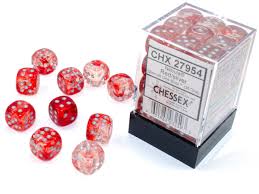 CHX 27954 (Red/silver) 12mm d6 Dice Block (36dice)