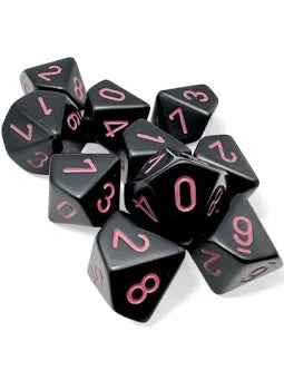 Opaque Black/pink Set of Ten d10 Dice
