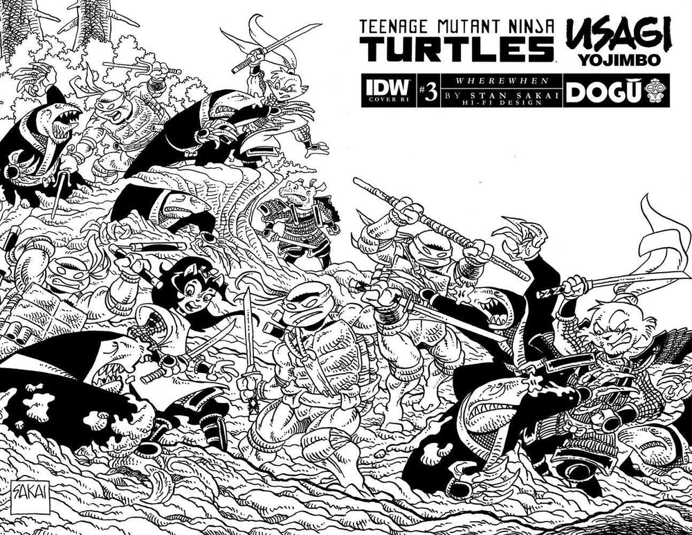 Teenage Mutant Ninja Turtles/Usagi Yojimbo: Wherewhen #3 Variant Ri (25) (Sakai Black & White)