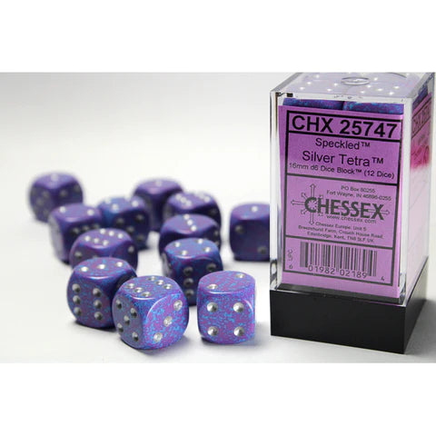 CHX 25747 (Speckled Silver Tetra 16mm d6 Dice Block 12ct)