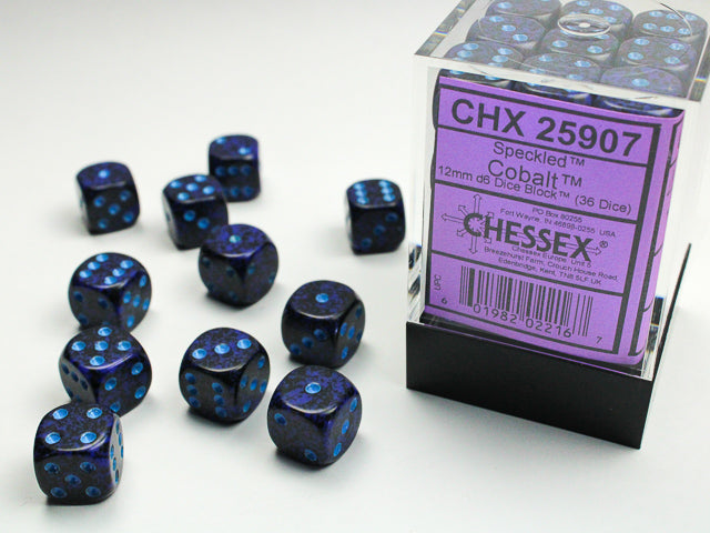 CHX25912 (Speckled Cobalt) 12mm d6 Dice Block(36 Dice)