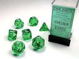 CHX 23075 (Green/white polyhedral 7-dice set)