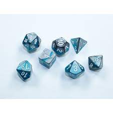 CHX 20656 (Gemini Steel-Teal/White Mini-Polyhedral 7-Die Set)
