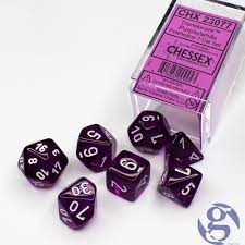 CHX 23077 (Purple/white polyhedral 7-dice set)