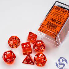 CHX 23073 (Orange/White Translucent polyhedral 7-die set)