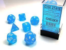 CHX 27416 (Frosted Caribbean Blue/White Polyhedral 7-Die Set)