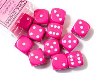CHX 25644 (12 Pink/white 16mm d6 Dice Block)